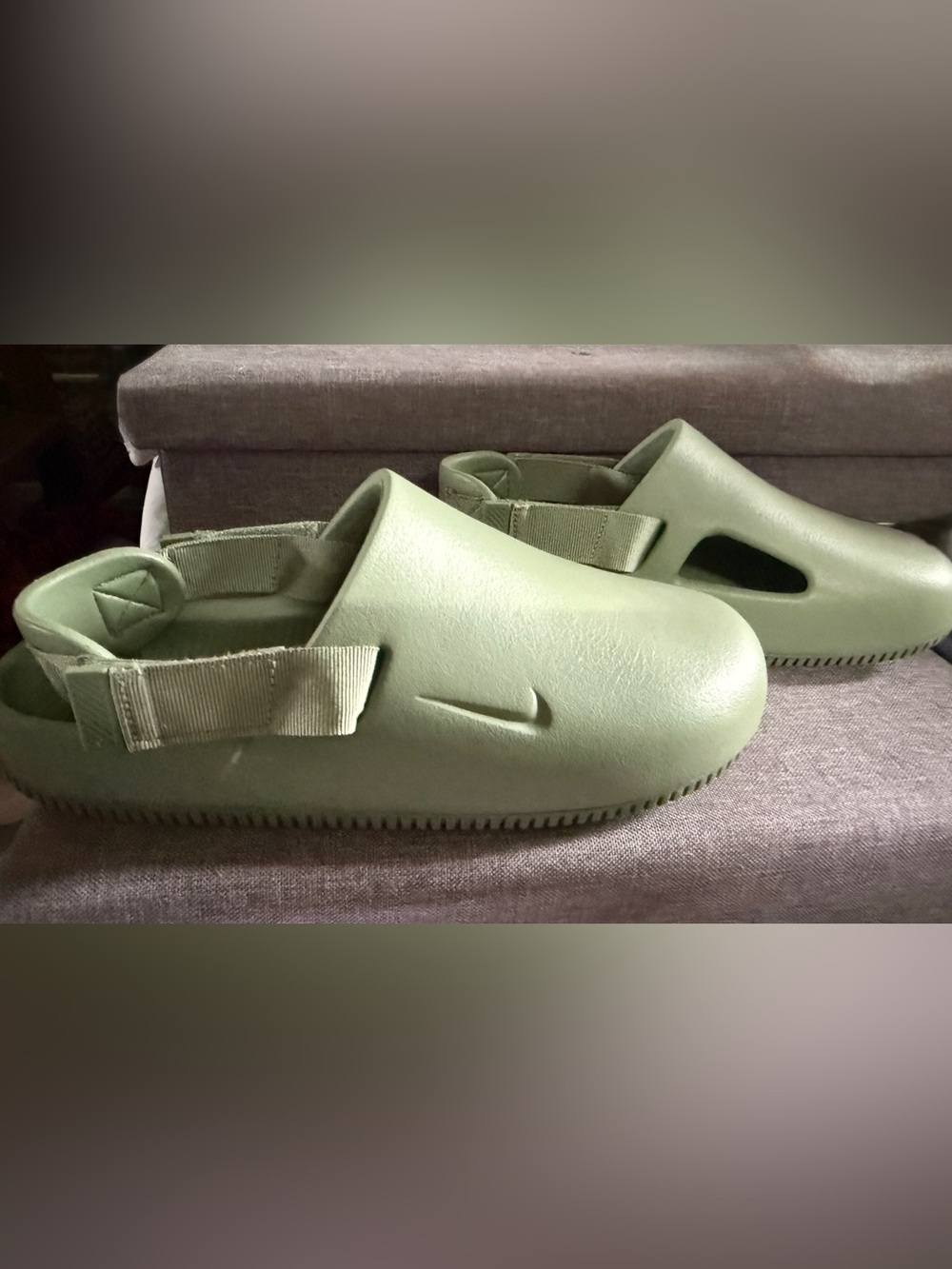 Nike Sage Green Foam Clog Slides with Adjustable Strap